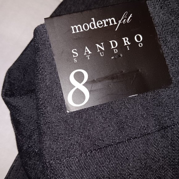 SANDRO STUDIO MODERN FIT COTTON BLEND WIDE LEG DRESS PANTS - Picture 5 of 10